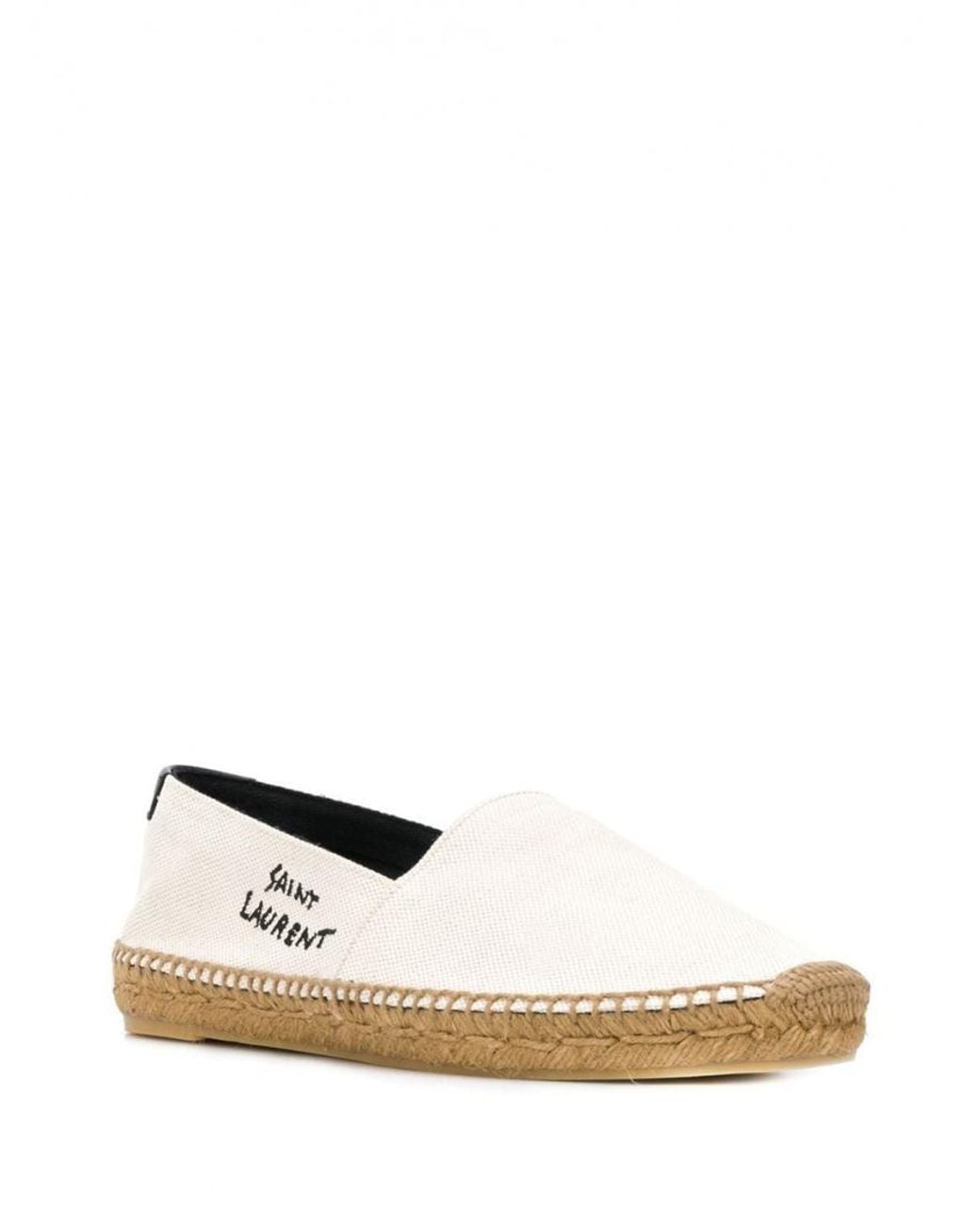 Saint Laurent White Signature Canvas Espadrilles