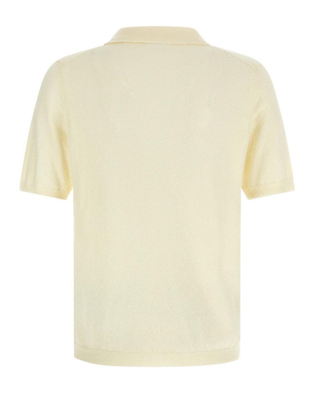 Roberto Collina White Spongy Effect Polo Shirt for men