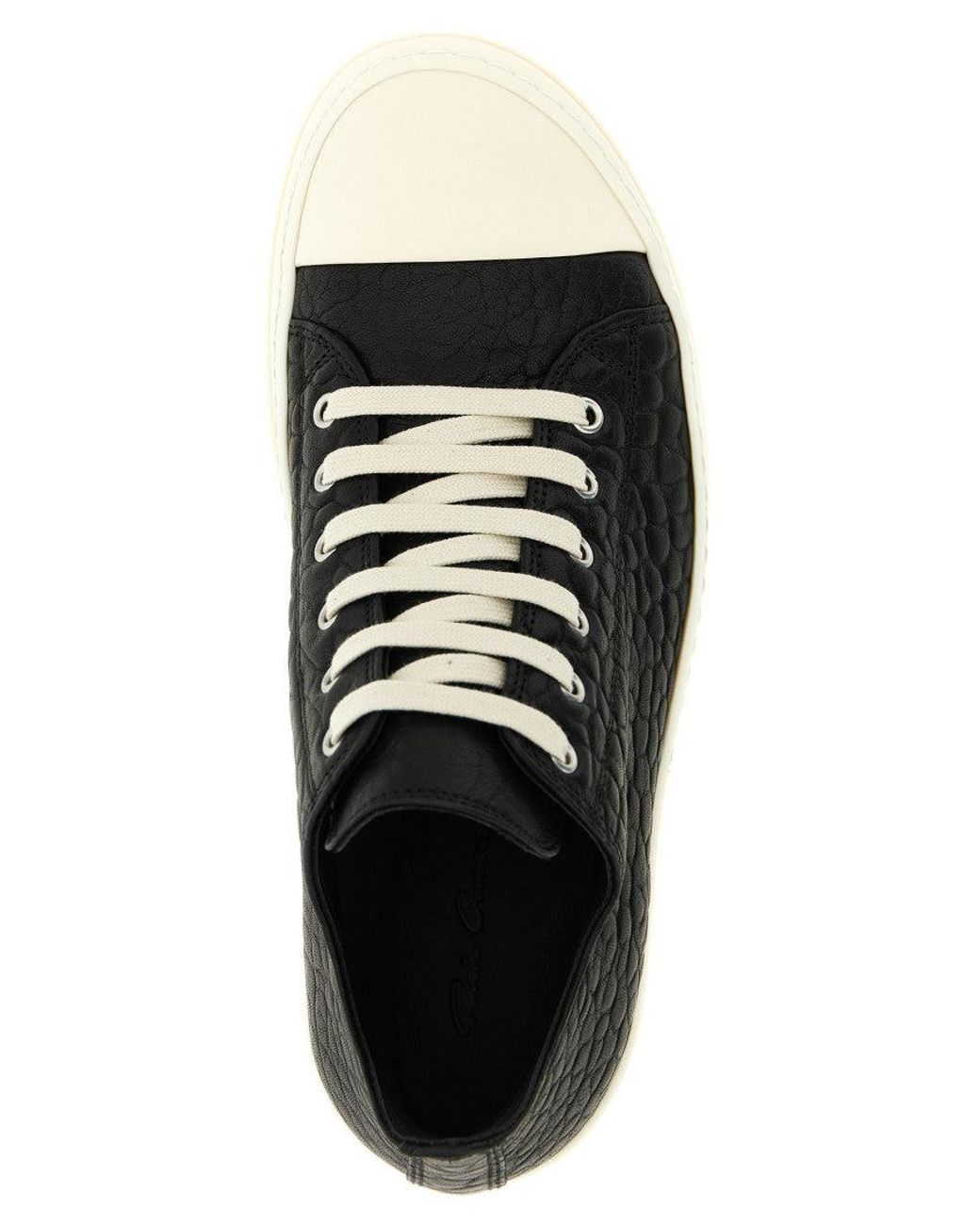 Rick Owens Black Textured Low-Top Sneakers for men