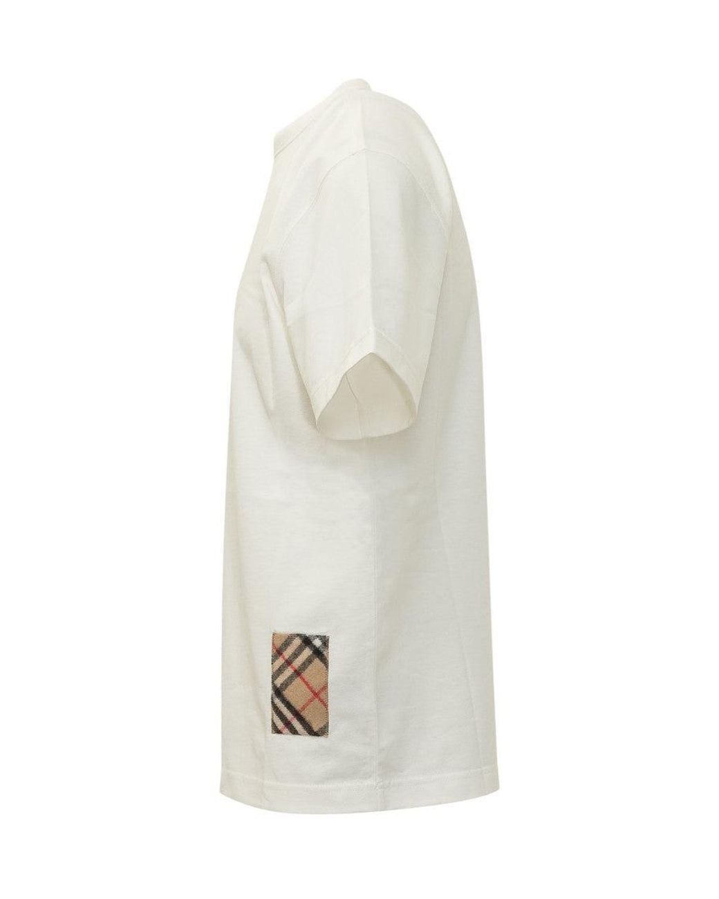Burberry White Solid Crew Neck T-Shirt for men