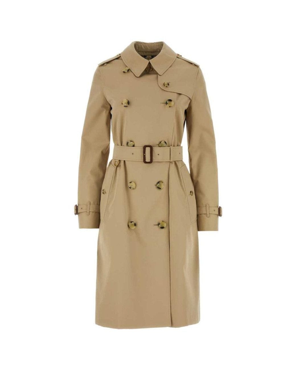 Burberry Natural Double-Breasted Cotton Trench Coat