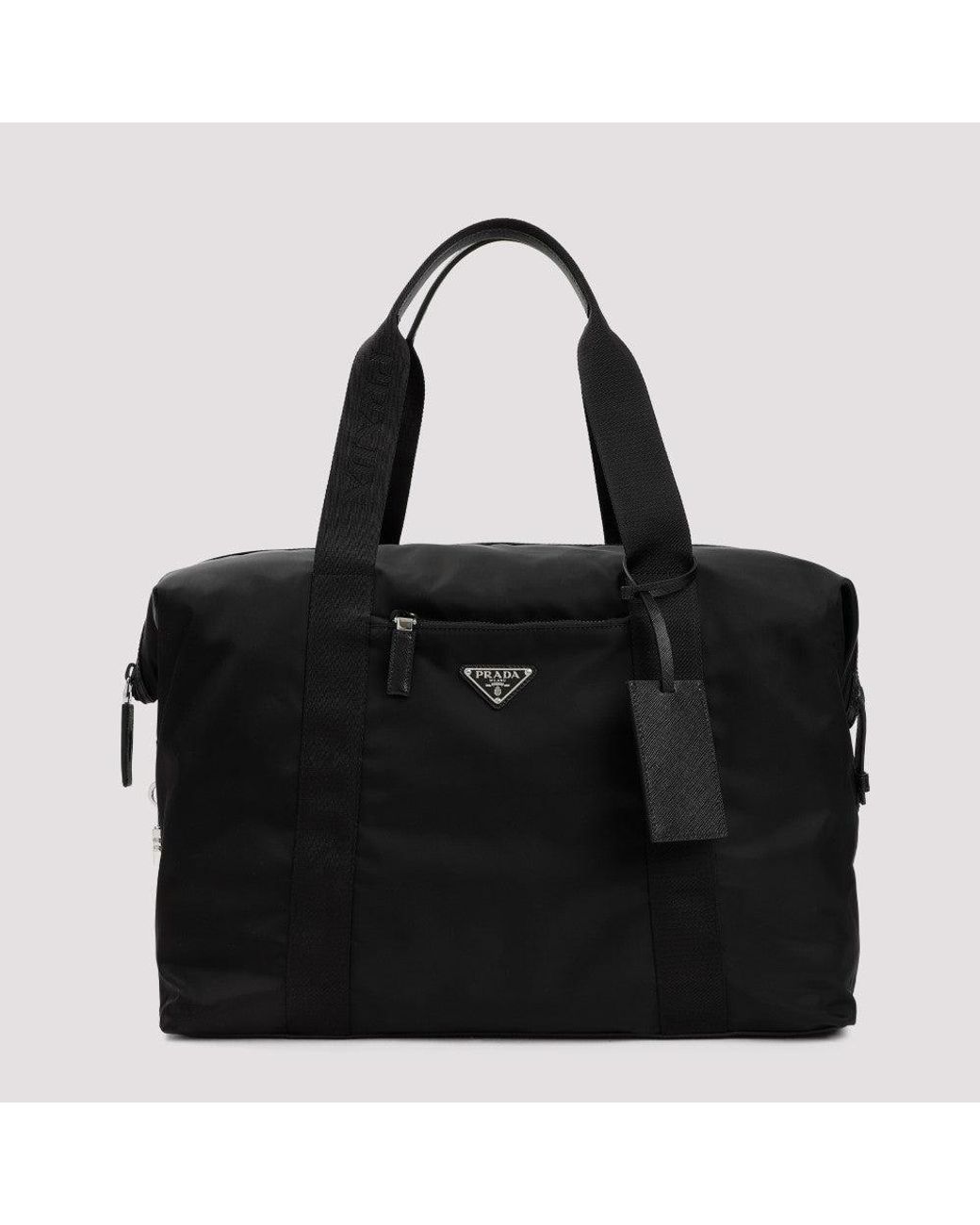 Prada Black Logo Duffle Bag for men