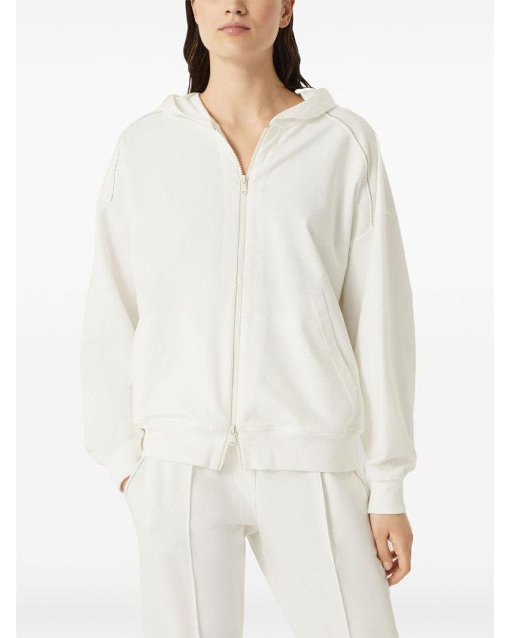 Brunello Cucinelli White Cotton Zipped Hoodie