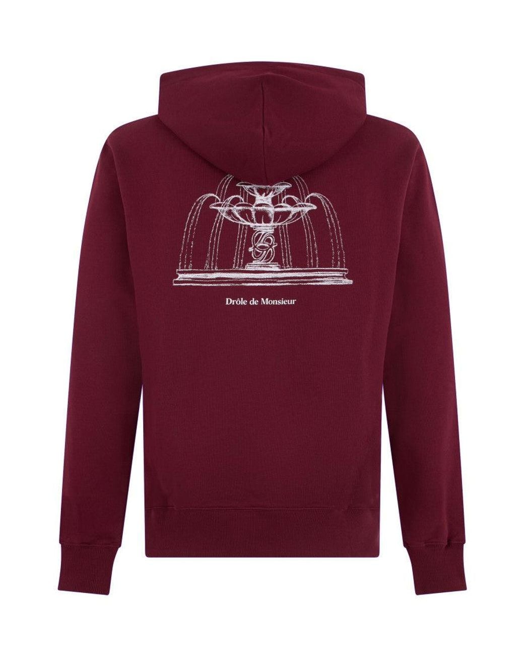 Drole de Monsieur Red Printed Regular Hoodie for men