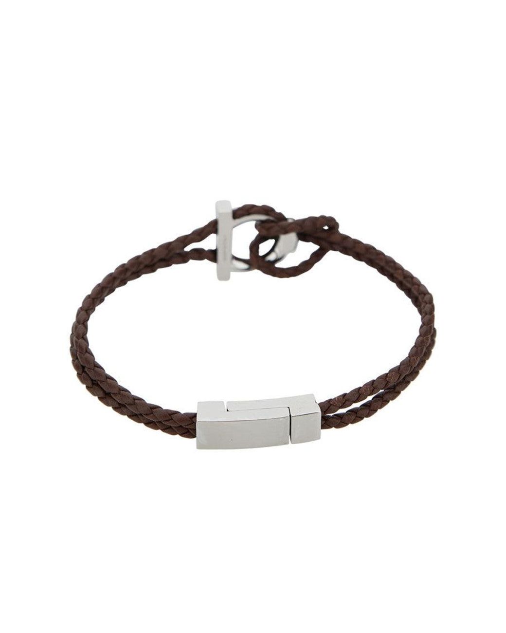 Ferragamo White Gancini Braided Bracelet for men
