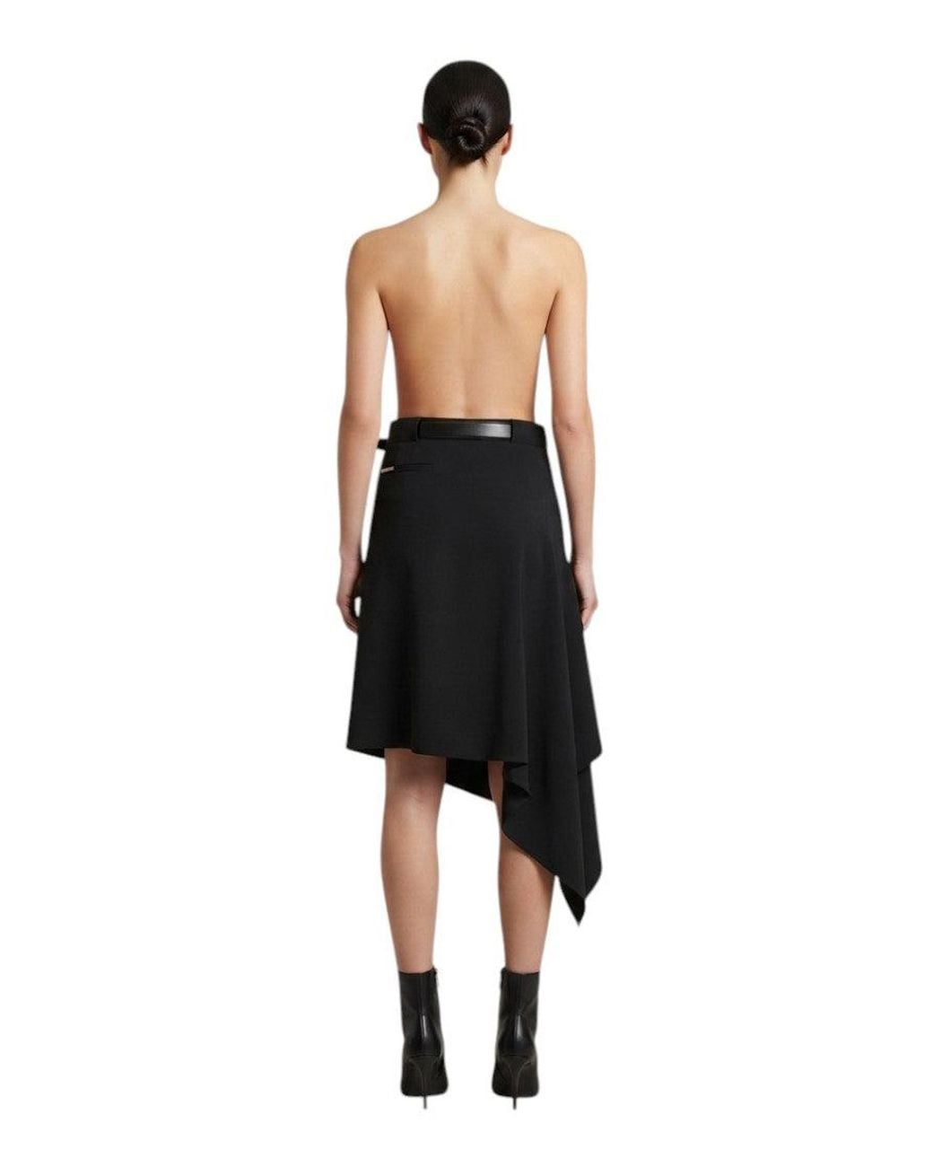 The Attico White Solid Midi Skirt