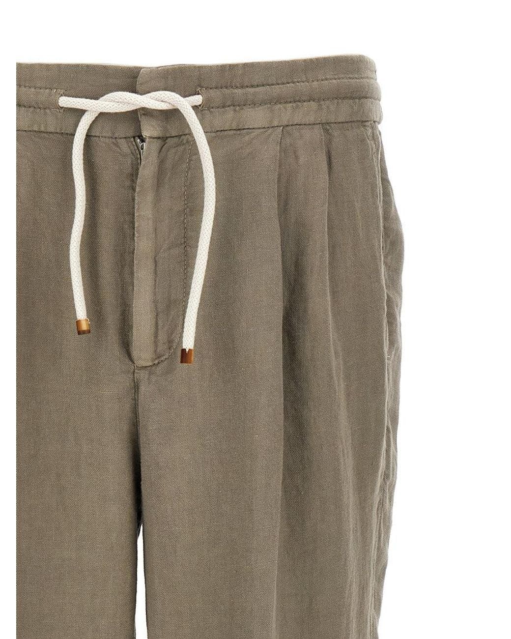 Brunello Cucinelli Natural Linen Trousers for men