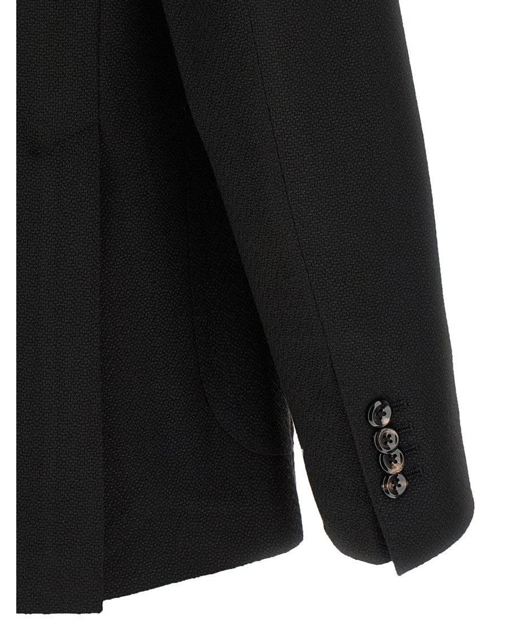 Tagliatore Black Peaked Lapel Blazer for men