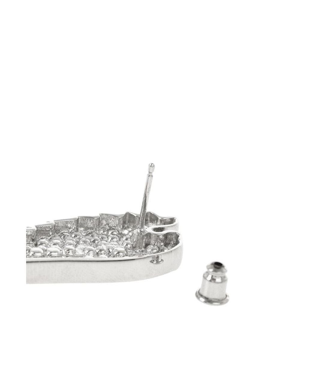 Palm Angels Gray Wings Strass Drop Earrings