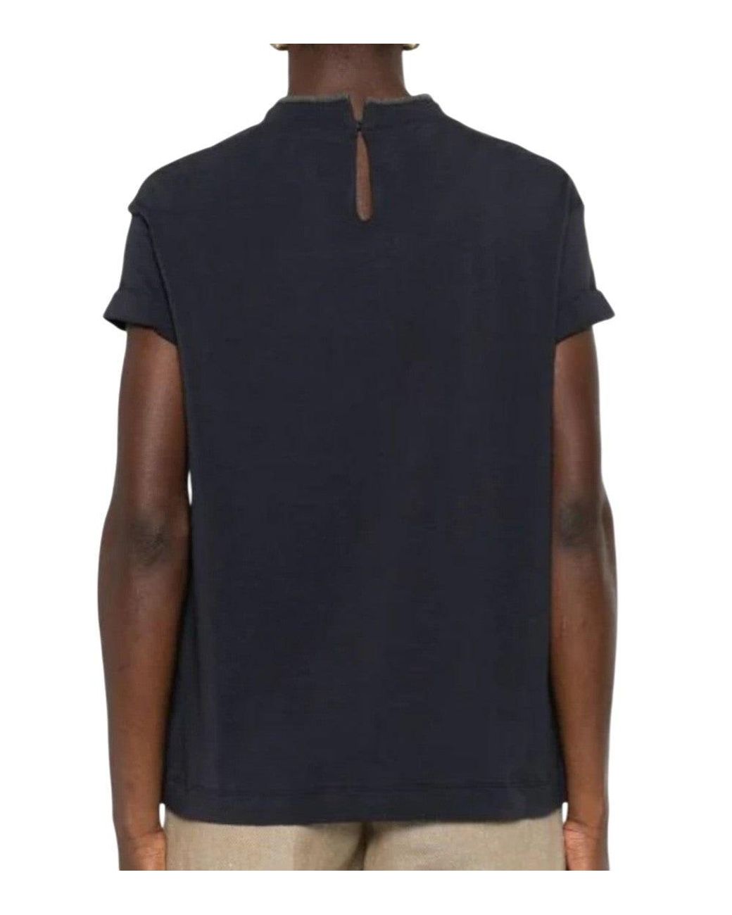 Brunello Cucinelli Black Crew Neck Short Sleeves T-Shirt