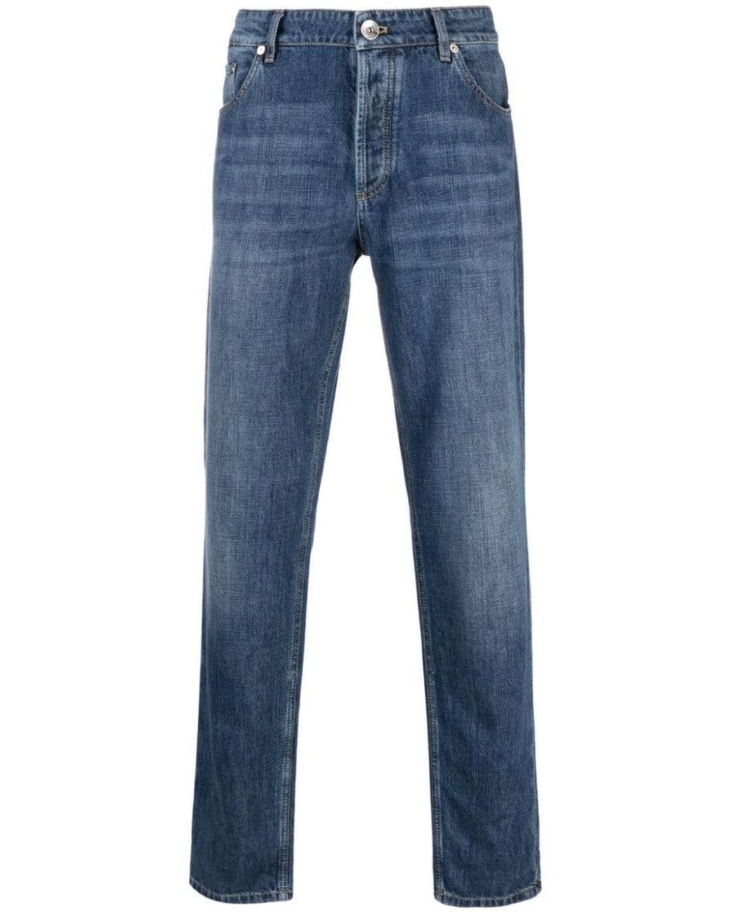 Brunello Cucinelli Blue Traditional Fit Denim Jeans for men