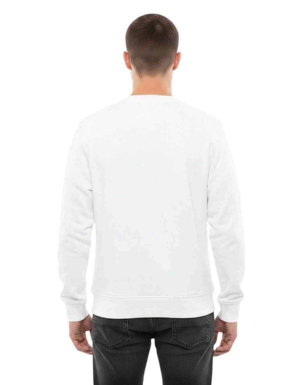 DIESEL White Crew Neck Sweatshirt for men