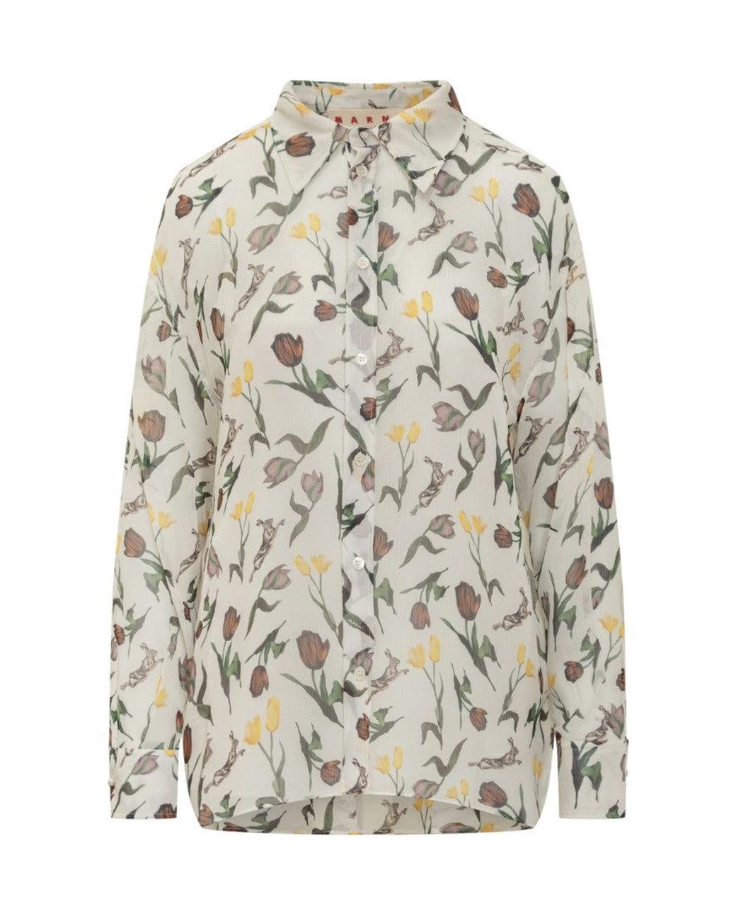 Marni White Silk Button-Up Shirt