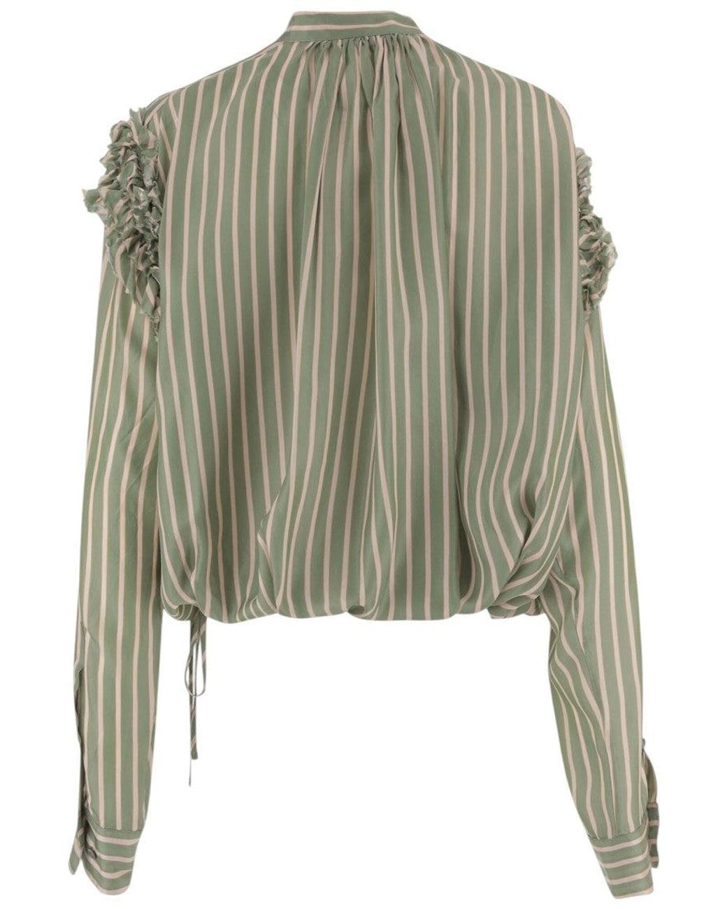 Dries Van Noten Green Relaxed Stripes Shirt