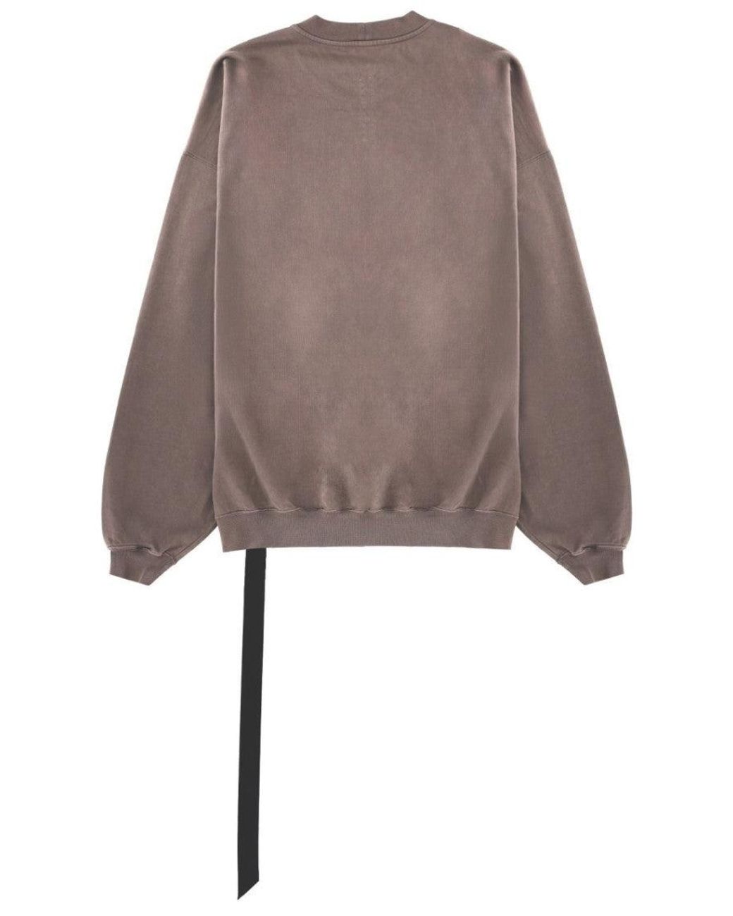 Rick Owens Brown Taupe Solid Crew Neck Sweatshirt for men