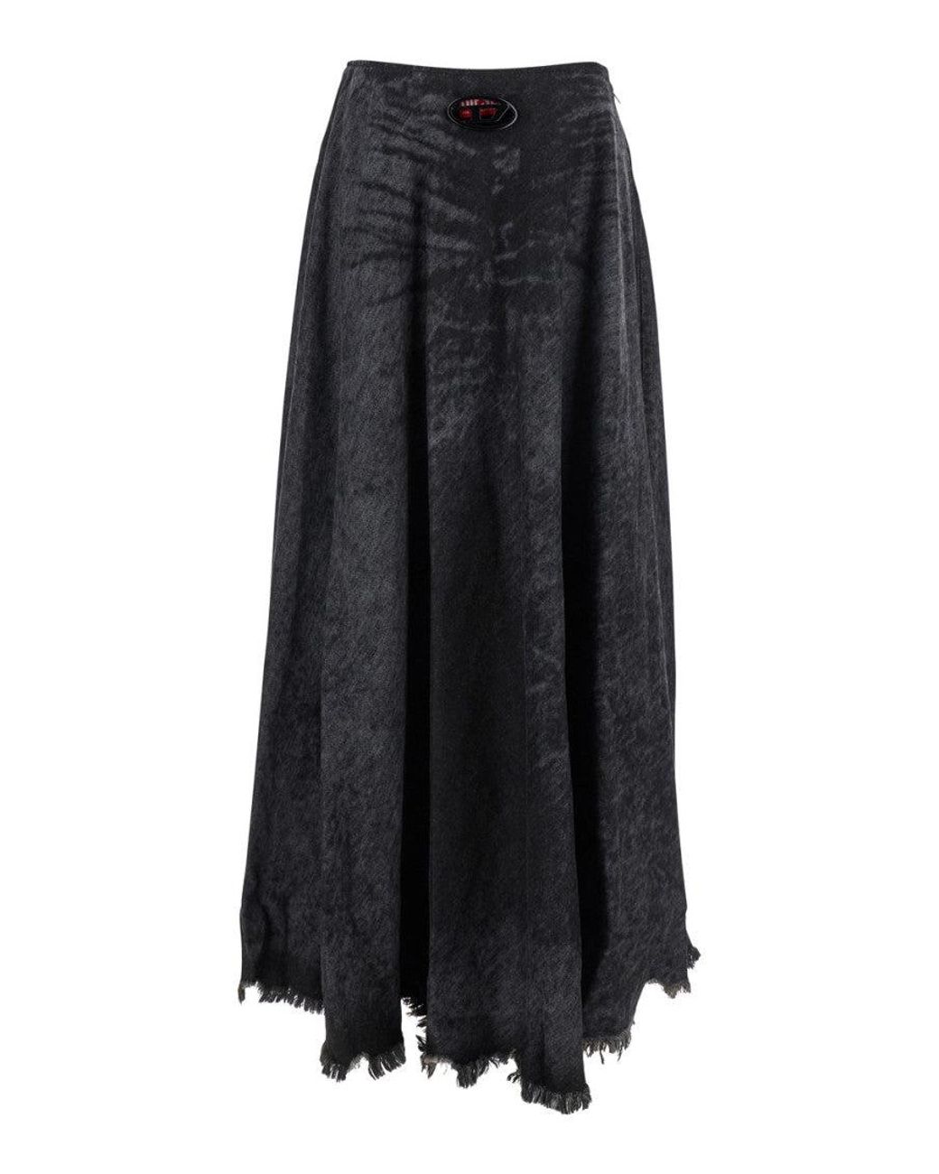 DIESEL Black Solid Maxi Skirt