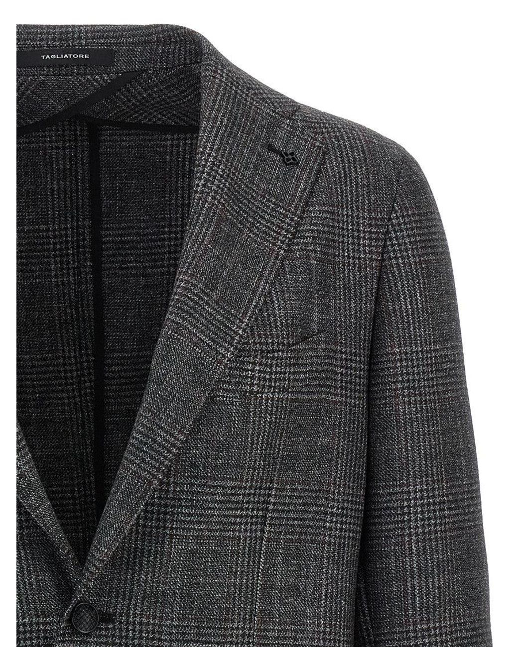 Tagliatore Black Check Patterned Blazer for men
