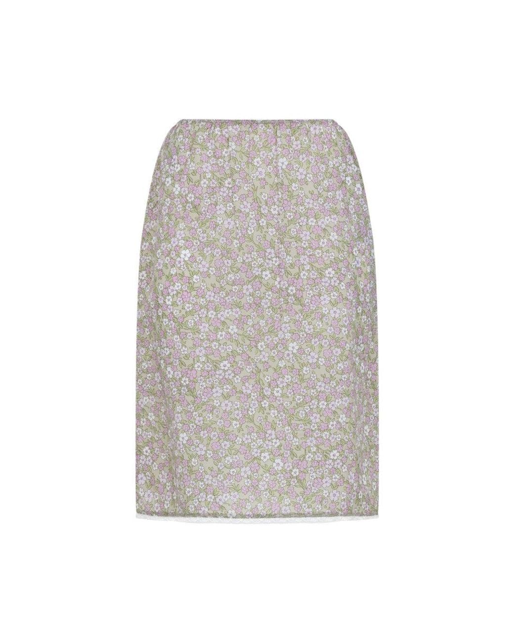 Prada Gray Floral-Printed Skirt