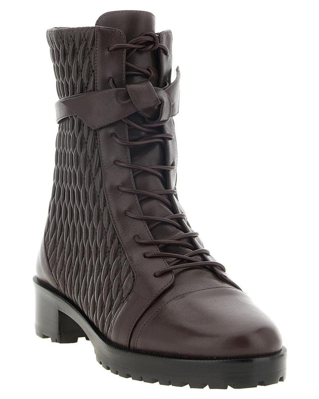 Alexandre Birman Brown Dark Quilted Clarita Combat Boots