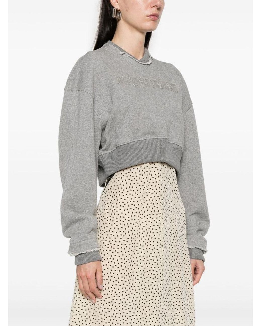 McQueen Gray Logo Cropped Sweatshirt
