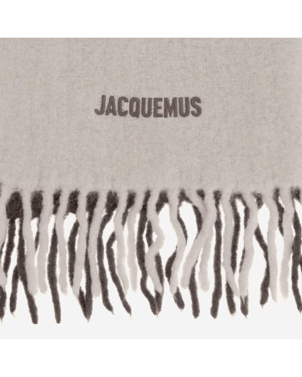 Jacquemus Gray Embroidered Logo Scarf