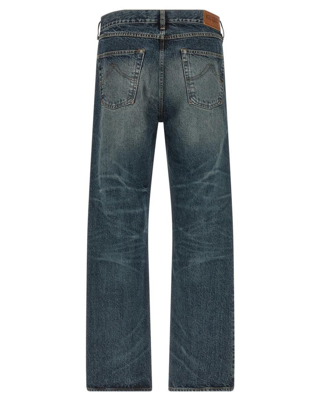 KENZO Blue 'Boke Flower' Button Jeans for men