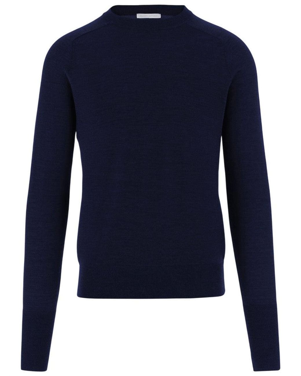 Oliver Lattughi Blue Crew Neck Sweater for men