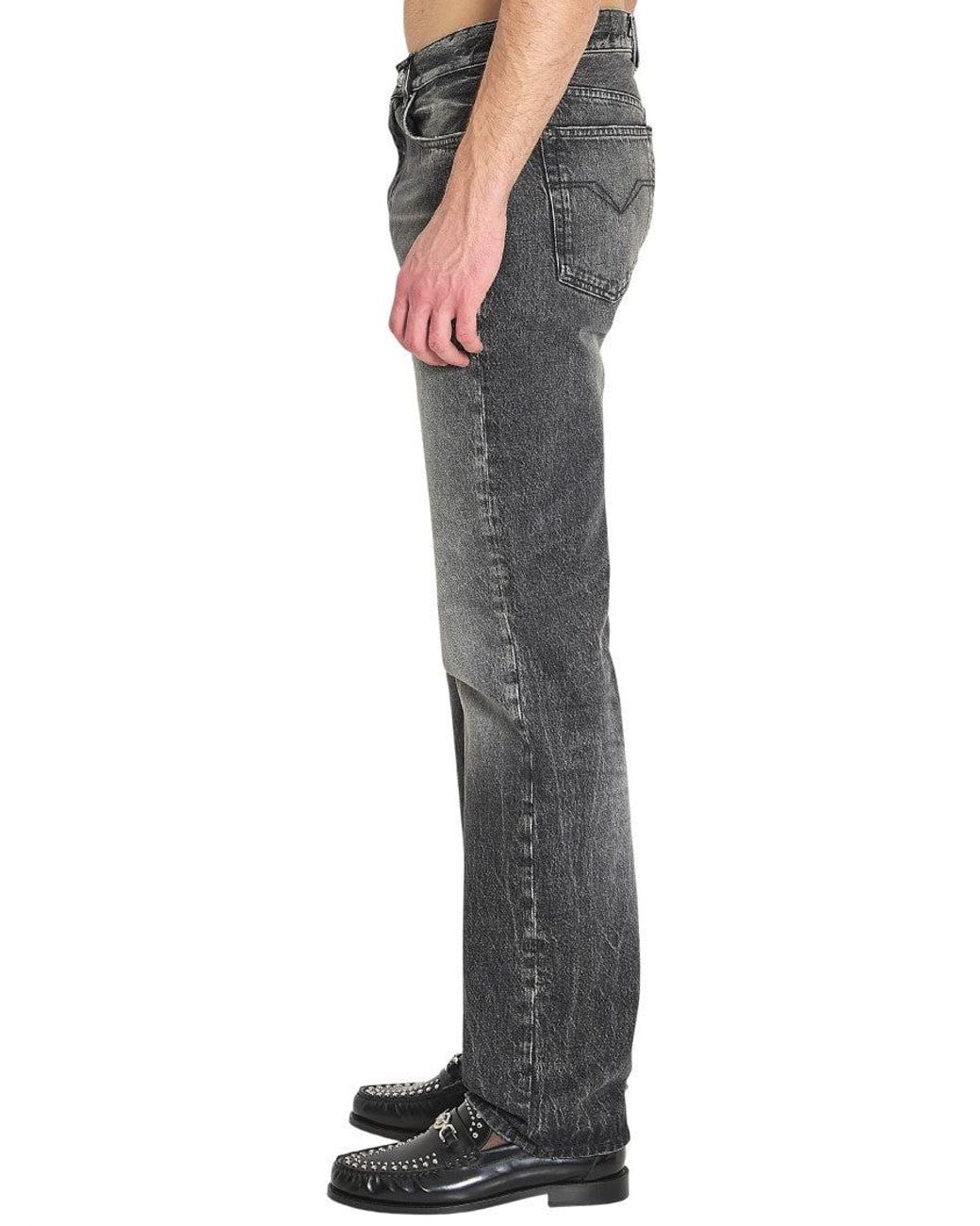 Versace Gray Straight Mid Rise Jeans for men