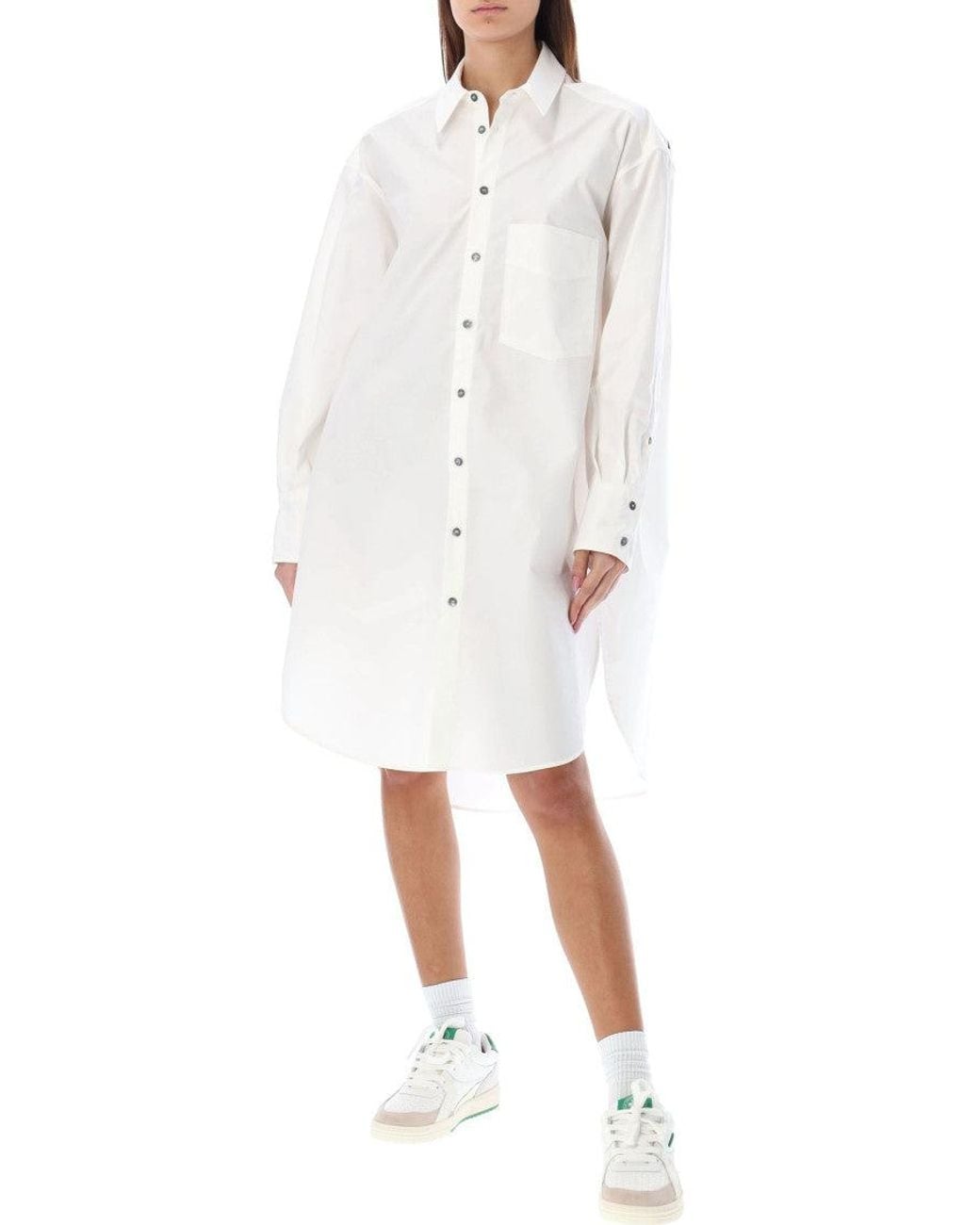 Palm Angels White Logo Shirt Collar Dress
