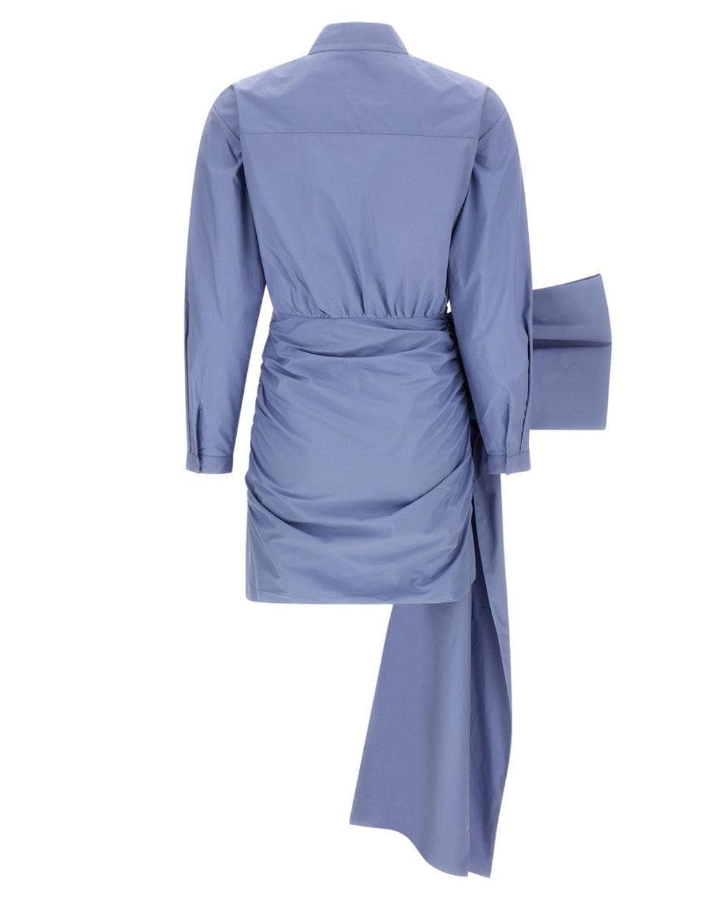 Self-Portrait Blue Cotton Tie-Side Mini Dress