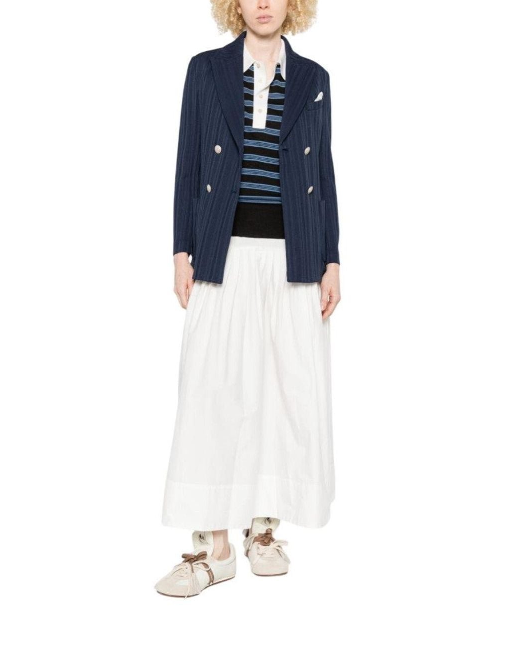 Circolo 1901 Blue Solid Notched Lapel Blazer