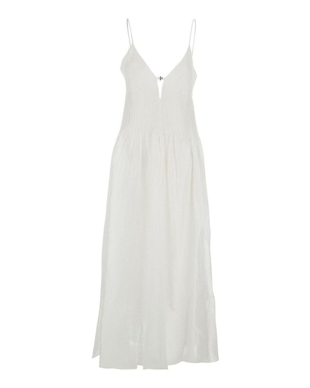Tory Burch White V-Neck A-Line Dress