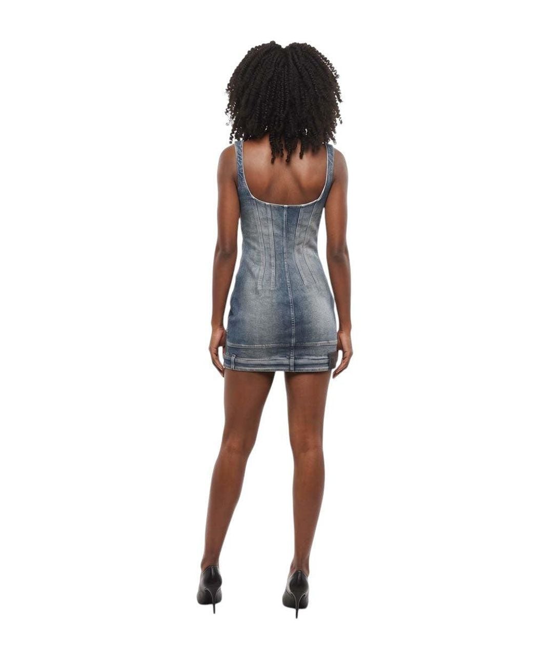 Off-White c/o Virgil Abloh Blue Sweet Heart Neck Mini Dress