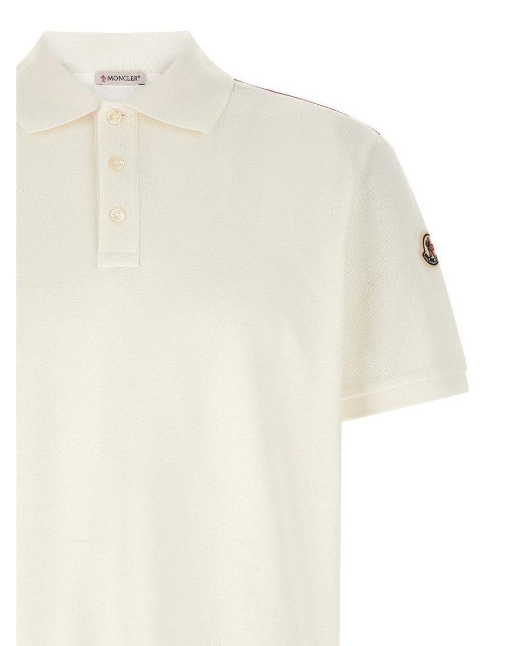 Moncler White Logo Polo for men