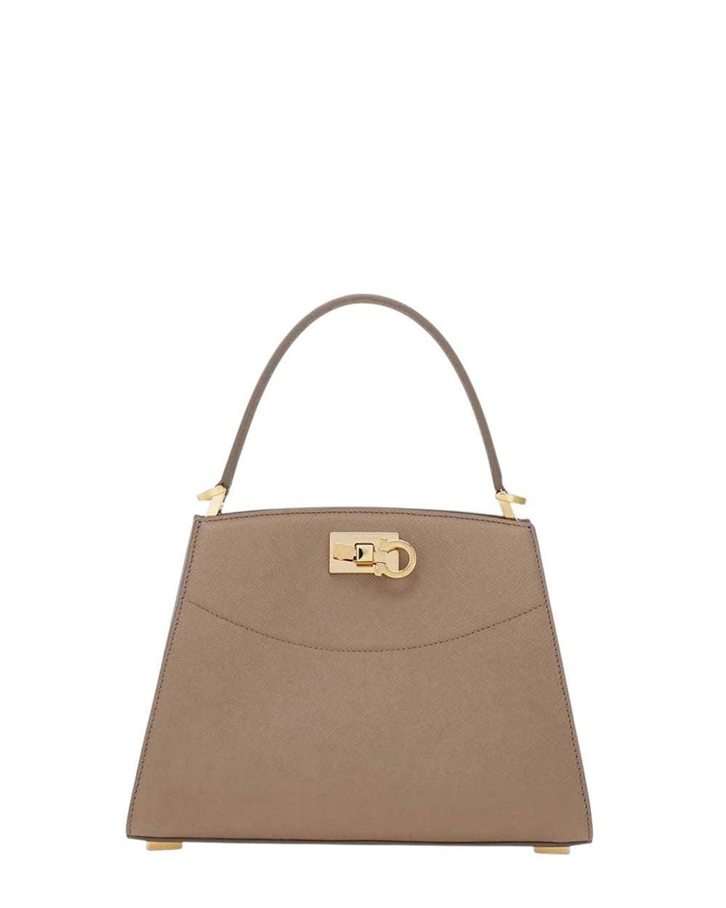 Ferragamo Brown Taupe Studio Xs Satchel