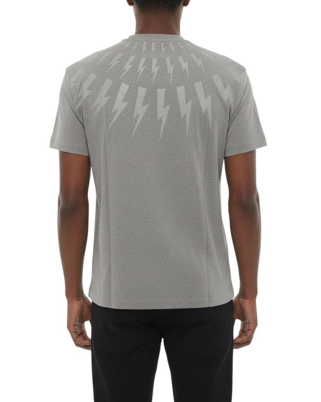 Neil Barrett Gray Printed Crew Neck T-Shirt for men