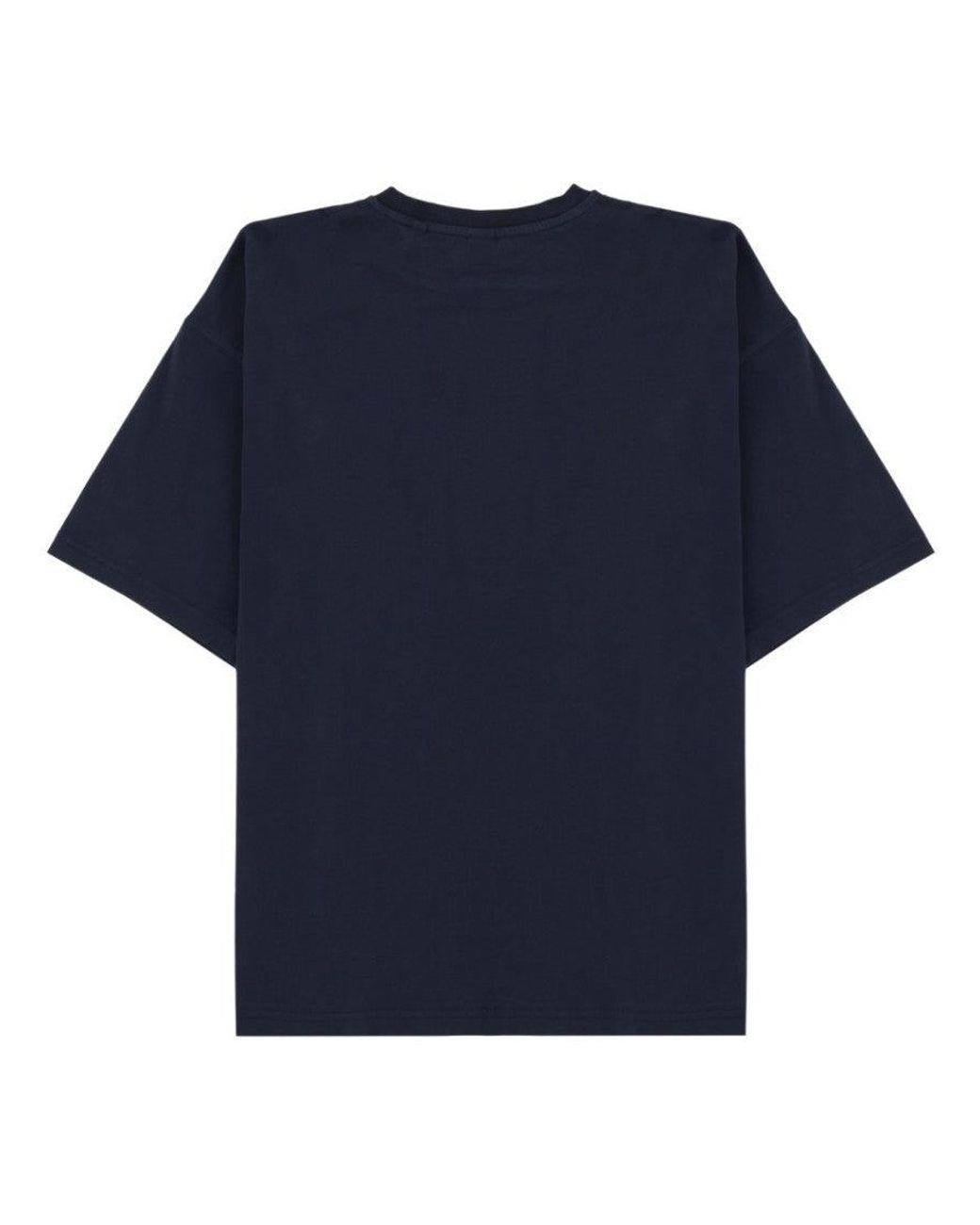 Aspesi Blue Graphic Crew Neck T-Shirt for men