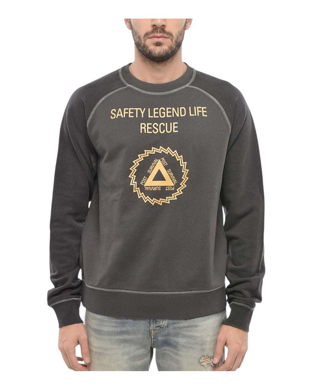 DIESEL Gray Crew Neck Sweatshirt for men