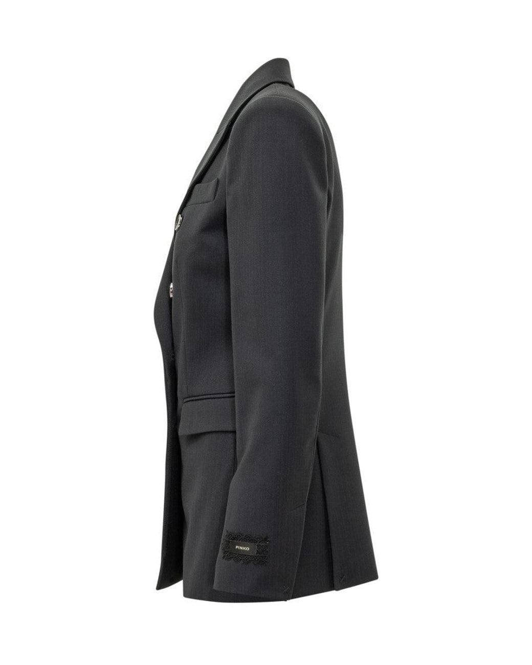 Pinko Black Solid Notched Lapel Blazer