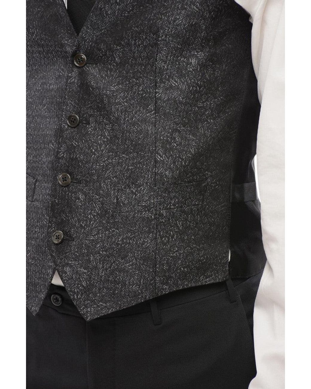 Corneliani Black Textured Waistcoat for men