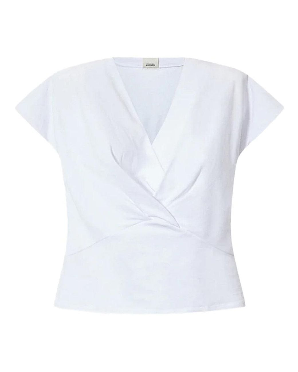 Isabel Marant White Solid V Neck T-Shirt