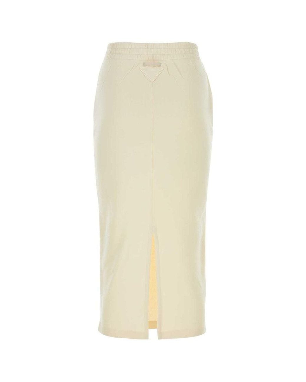 Prada White Cream Cotton Skirt