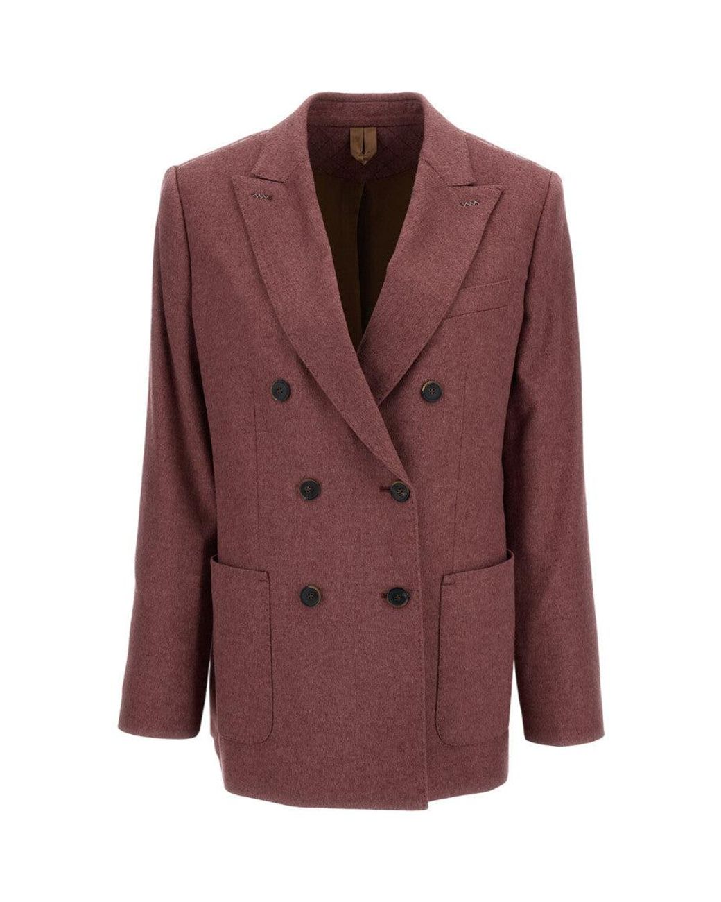 Max Mara Brown Double-Breasted Silk And Cashmere Tailored Jacket
