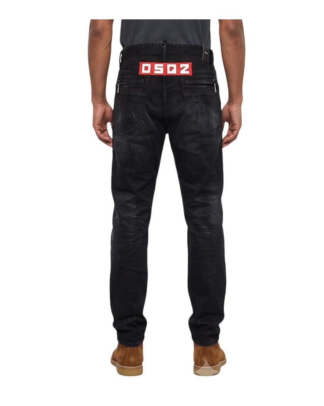 DSquared² Black Slim Mid Rise Jeans for men