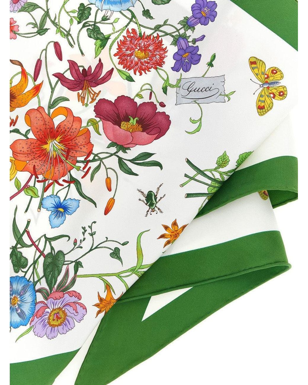 Gucci Green Floral Scarf