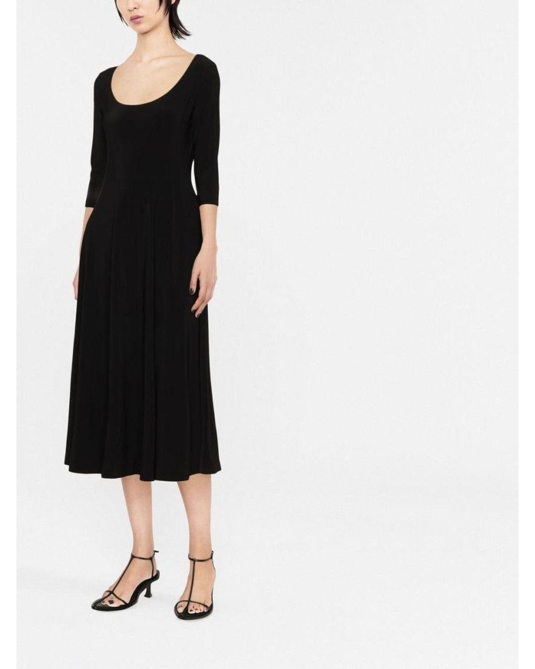 Norma Kamali Black Scoop Neck Dress