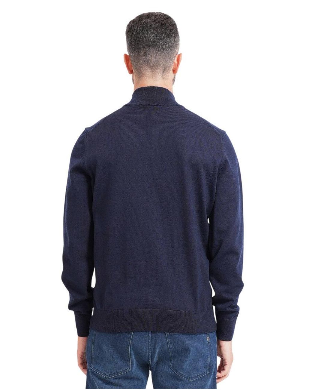 Boss Blue Logo Zip Up Cardigan for men