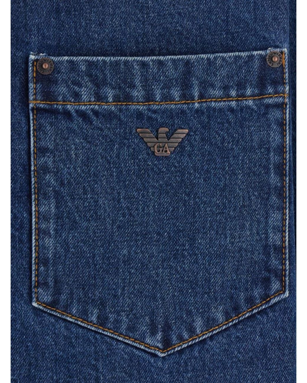 Emporio Armani Blue Oversized Logo Shirt for men