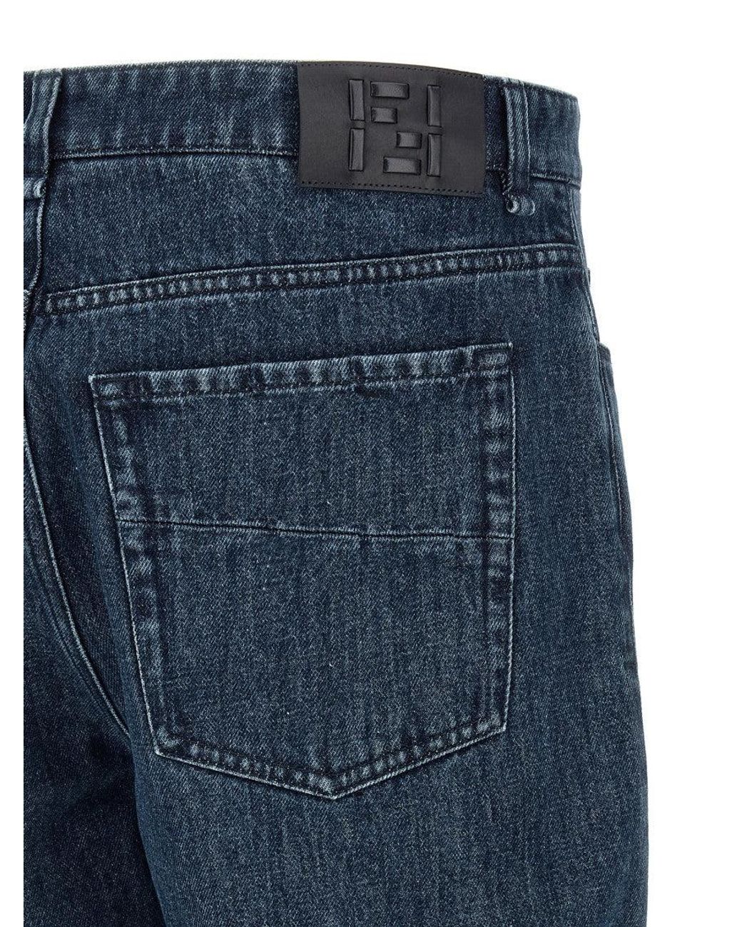 Fendi Blue Ff Inner Jeans for men