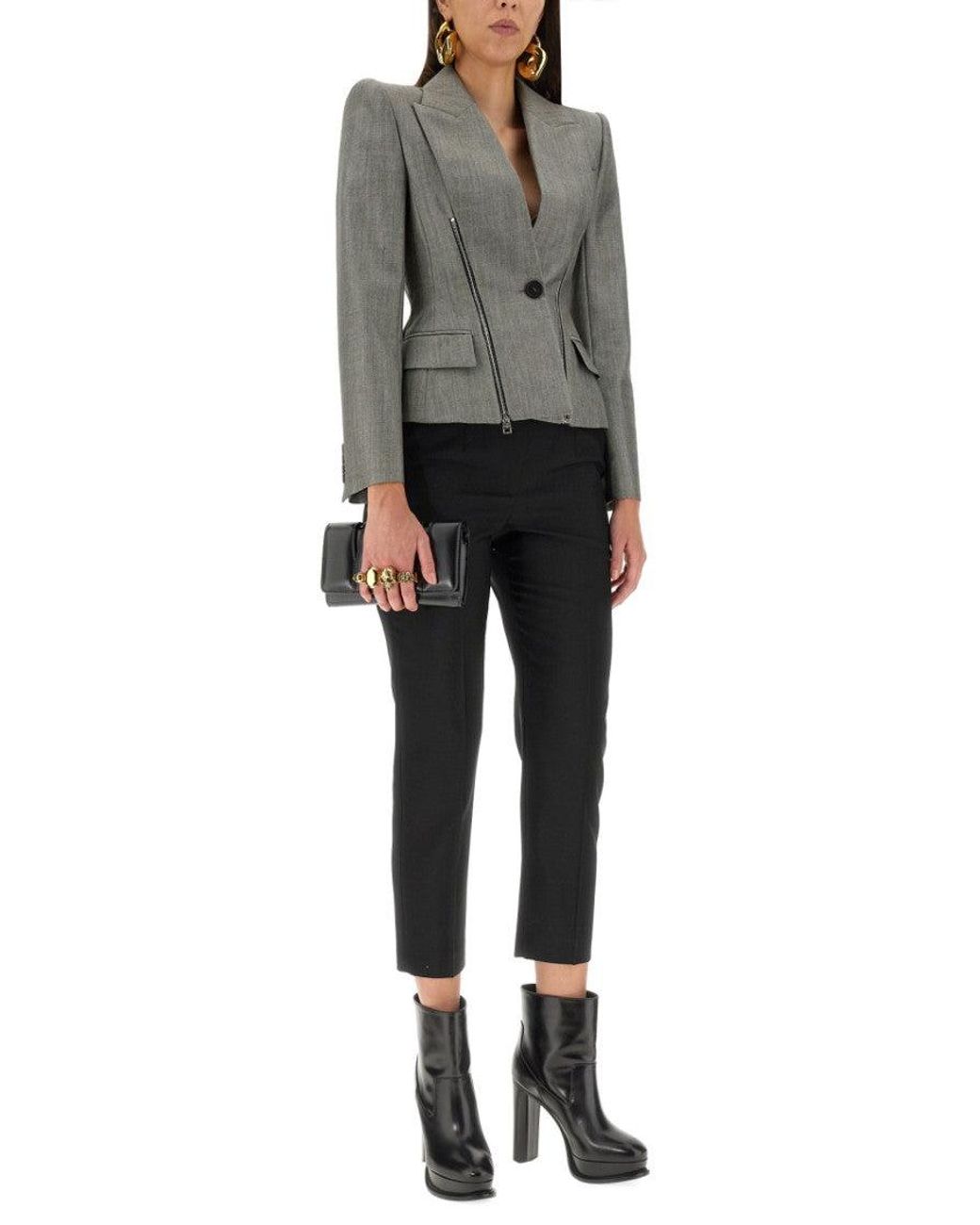 McQueen Black Slim Flat Front Pants